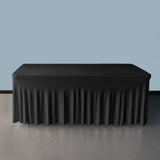 Black 8' ft. Spandex Table Skirt 96Lx30Wx30H Rectangular Fitted Stretch Tablecloth
