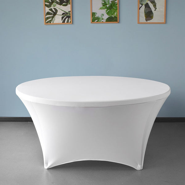 White 5 ft. 60in Round Spandex Tablecloth Fitted Stretch Table Cover Wedding Banquet Party