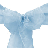 10pcs Baby Blue Organza Sash 8"x108" for Chair Cover Ribbons Bow Wedding Banquet Decor - GWLinens