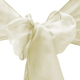 10pcs Ivory Organza Sash 8"x108" for Chair Cover Ribbons Bow Wedding Banquet Decor - GWLinens