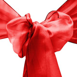 10pcs Red Organza Sash 8"x108" for Chair Cover Ribbons Bow Wedding Banquet Decor - GWLinens