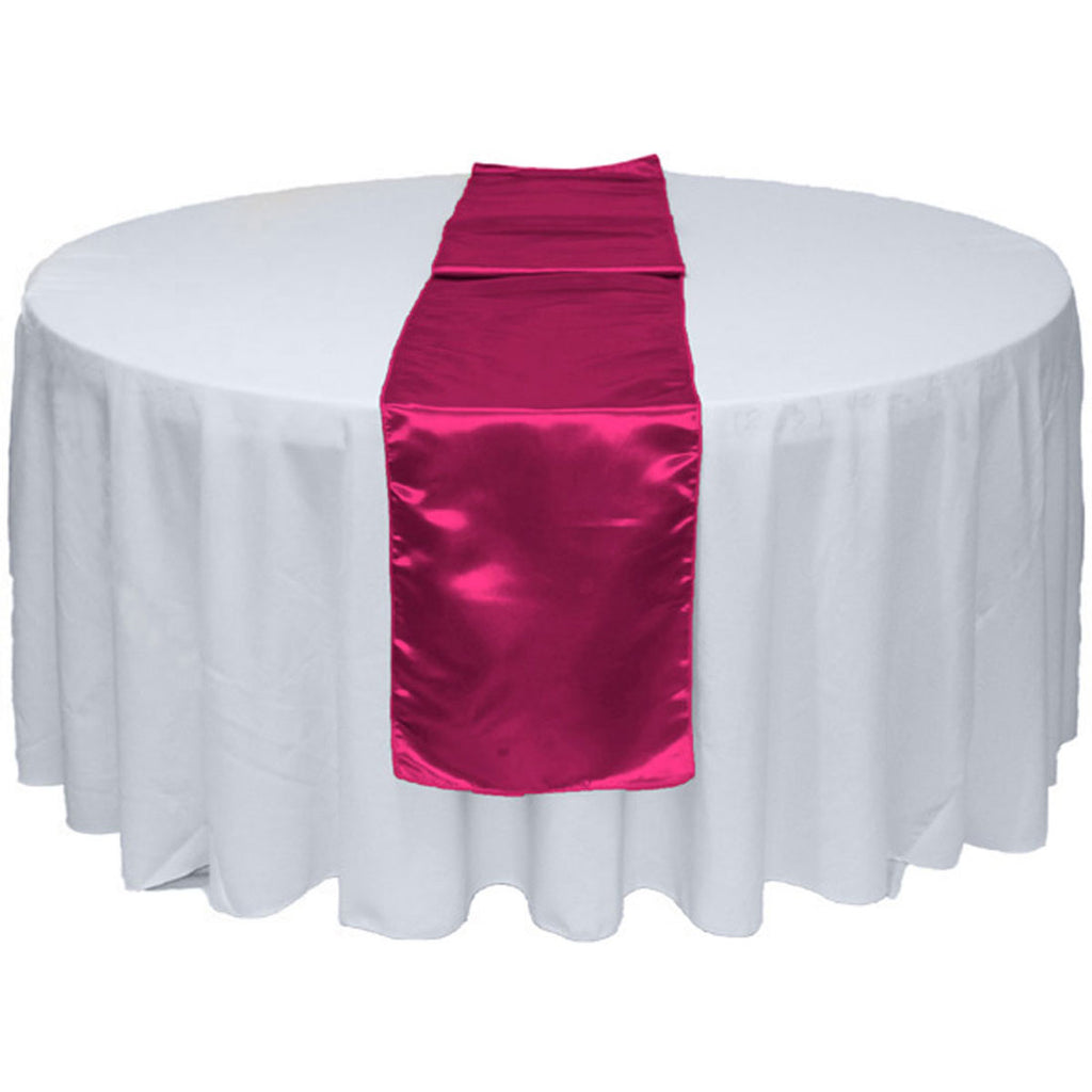 10pcs Fuchsia Satin Table Runner 12" x 108" for Wedding Party