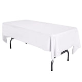 White 58" x 108" Lamour Satin Rectangular Seamless Tablecloth For Wedding Restaurant Banquet Party