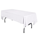 White 58" x 126" Lamour Satin Rectangular Seamless Tablecloth For Wedding Restaurant Banquet Party