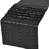Black Glitz Sequin Table Runners 12" x 108" for Wedding Party Banquet - GWLinens