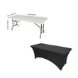 Black 8' ft. Spandex Fitted Stretch Tablecloth Table Cover Wedding Banquet Party