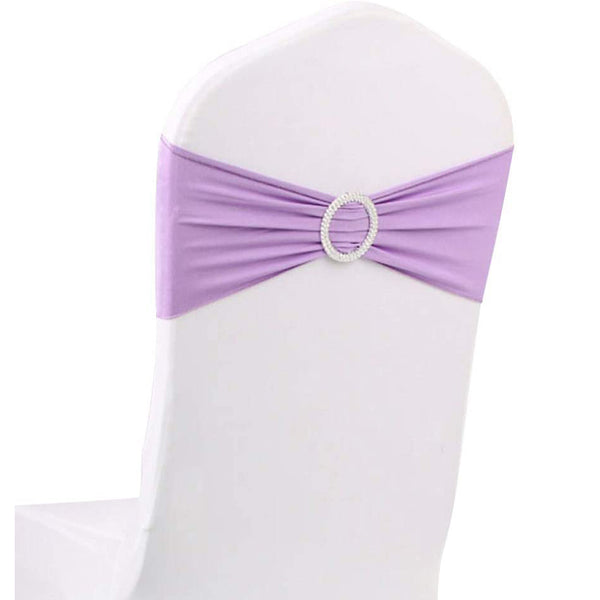 10pcs Lavender Spandex Chair Bands With Buckle Wedding Banquet Sashes
