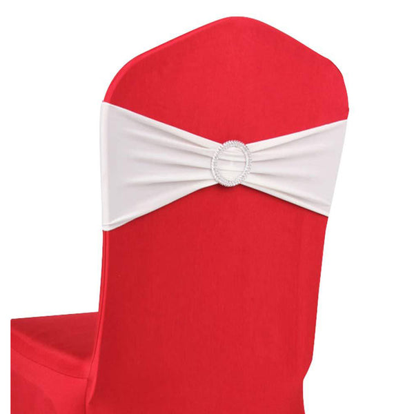 10pcs White Spandex Chair Bands With Buckle Wedding Banquet Sashes