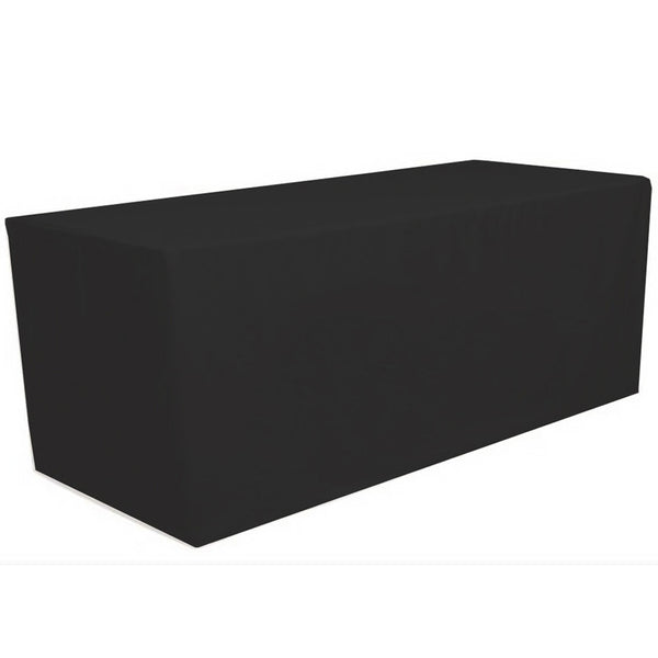 GW Linens Black 6' ft. Fitted Polyester Tablecloth Table Cover Wedding Banquet Party - GWLinens