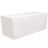GW Linens White 8' ft. Fitted Polyester Tablecloth Table Cover Wedding Banquet Party - GWLinens