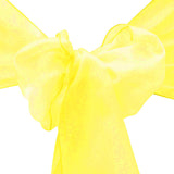 10pcs Yellow Organza Sash 8"x108" for Chair Cover Ribbons Bow Wedding Banquet Decor - GWLinens