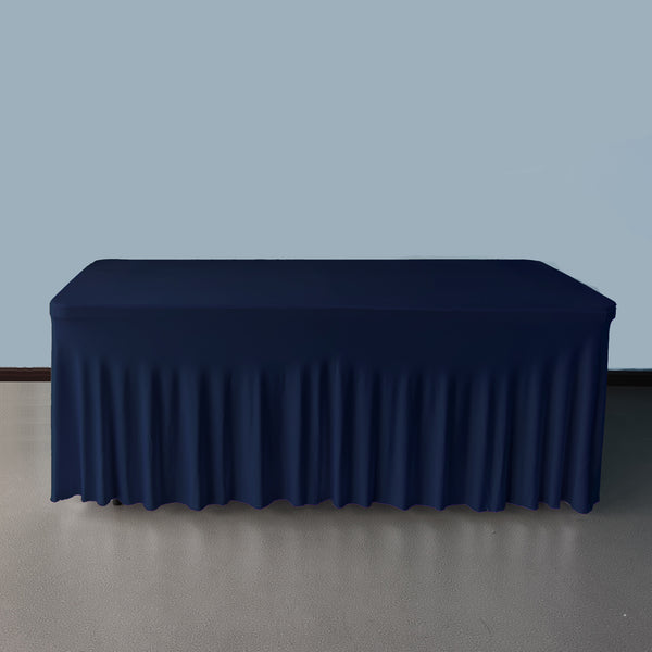 8 Foot Navy Blue Spandex Fitted Tablecloth - Stretch Table Cover For Weddings & Events