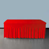 Red 8' ft. Spandex Table Skirt 96Lx30Wx30H Rectangular Fitted Stretch Tablecloth