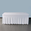 White 6' ft. Spandex Table Skirt 72Lx30Wx30H Rectangular Fitted Stretch Tablecloth