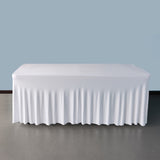 White 8' ft. Spandex Table Skirt 96Lx30Wx30H Rectangular Fitted Stretch Tablecloth