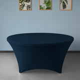 Navy Blue 5 ft. 60in Round Spandex Tablecloth Fitted Stretch Table Cover Wedding Banquet Party