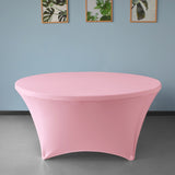 Pink 6 ft. 72in Round Spandex Tablecloth Fitted Stretch Table Cover Wedding Banquet Party