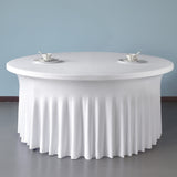 White 5 ft. 60in Round Spandex Table Skirt Fitted Stretch Tablecloth Wedding Banquet Party