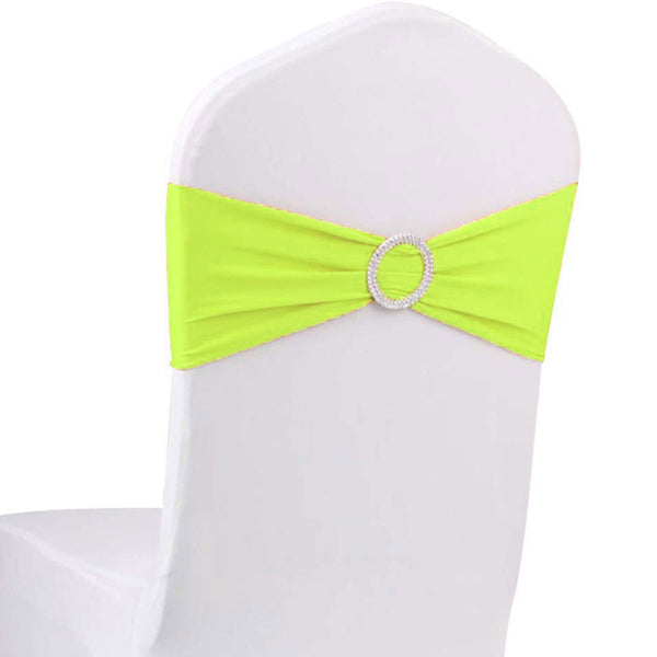 10pcs Yellow Spandex Chair Bands With Buckle Wedding Banquet Sashes