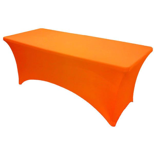 Neon Orange 8' ft. Spandex Fitted Stretch Tablecloth Table Cover Wedding Banquet Party