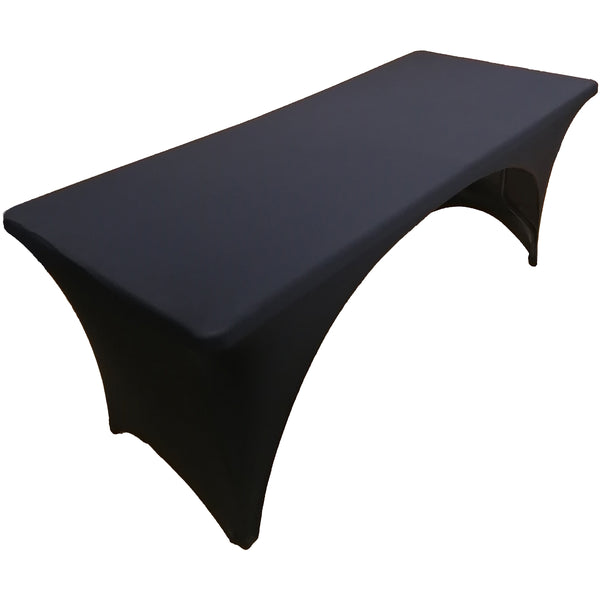 GW Linens Black 6' ft. Open Back Spandex Fitted Stretch Tablecloth Table Cover