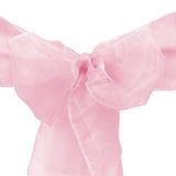 10pcs Pink Organza Sash 8"x108" for Chair Cover Ribbons Bow Wedding Banquet Decor - GWLinens
