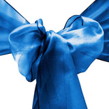 10pcs Royal Blue Organza Sash 8"x108" for Chair Cover Ribbons Bow Wedding Banquet Decor - GWLinens