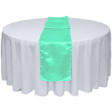 Aqua Satin Table Runner 12" x 108" for Wedding Party Banquet Decorations - GWLinens