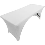 GW Linens White 6' ft. Open Back Spandex Fitted Stretch Tablecloth Table Cover