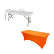 Neon Orange 6' ft. Spandex Fitted Stretch Tablecloth Table Cover Wedding Banquet Party