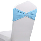 10pcs Baby Blue Spandex Chair Bands With Buckle Wedding Banquet Sashes