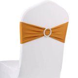 10pcs Gold Spandex Chair Bands With Buckle Wedding Banquet Sashes