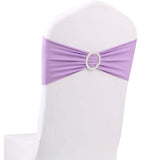 10pcs Lavender Spandex Chair Bands With Buckle Wedding Banquet Sashes