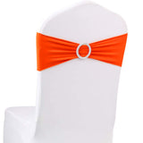 10pcs Neon Orange Spandex Chair Bands With Buckle Wedding Banquet Sashes