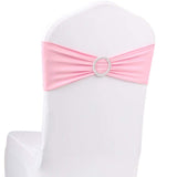 10pcs Pink Spandex Chair Bands With Buckle Wedding Banquet Sashes