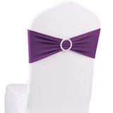 10pcs Purple Spandex Chair Bands With Buckle Wedding Banquet Sashes