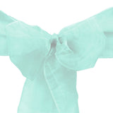 10pcs Turquoise Organza Sash 8"x108" for Chair Cover Ribbons Bow Wedding Banquet Decor - GWLinens